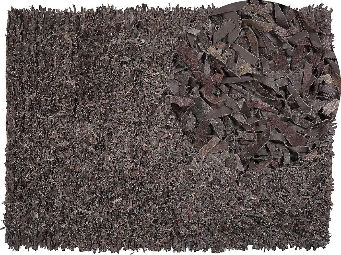 Teppich braun 160 x 230 cm Leder Shaggy MUT Bild 1