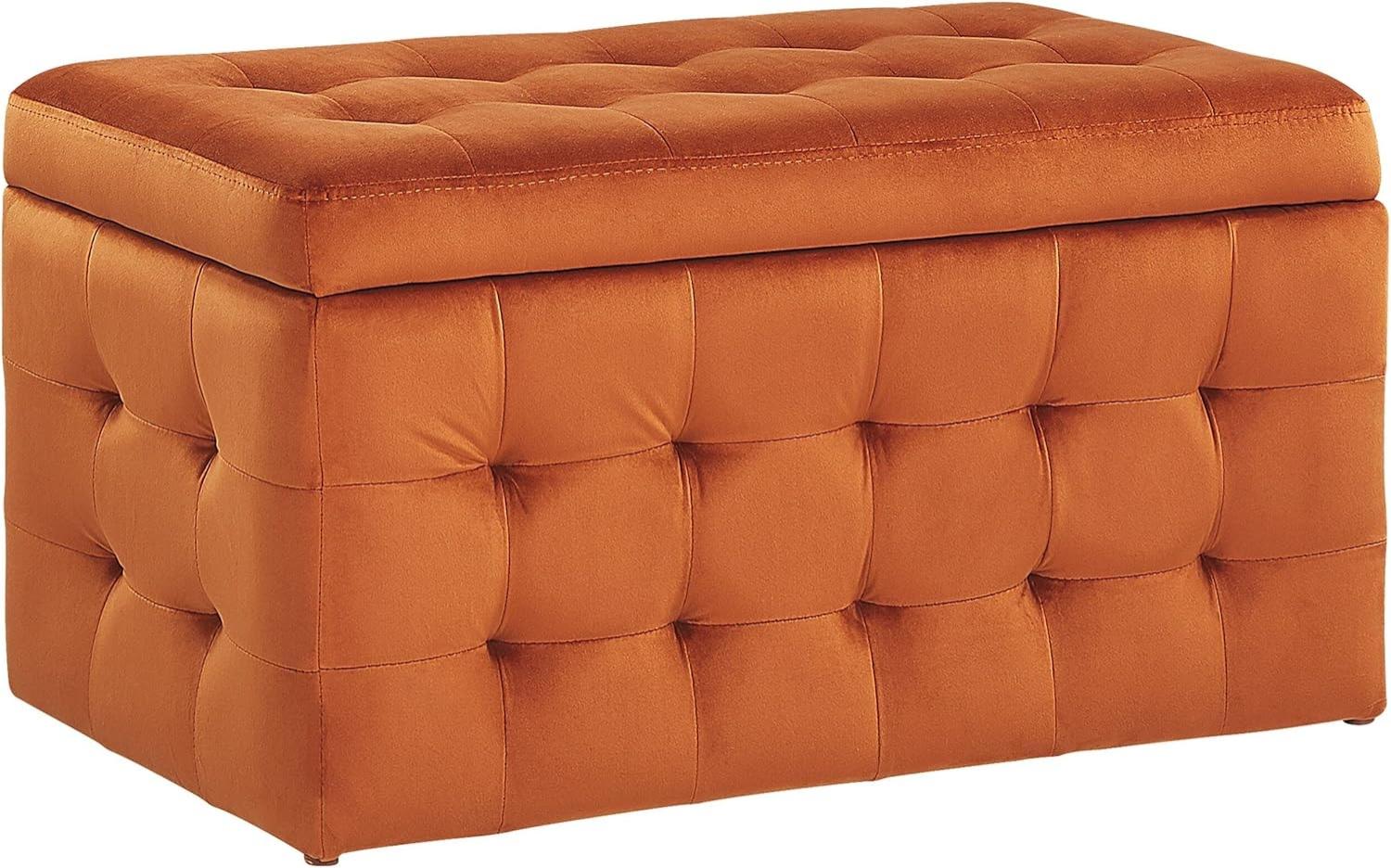 Hocker mit Stauraum Samtstoff orange MICHIGAN Bild 1