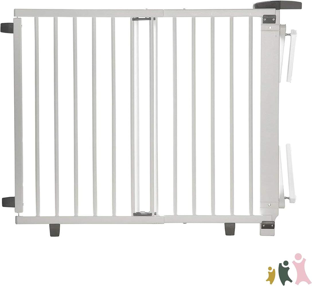 Geuther Treppenschutzgitter, für Türbreiten 95 - 135 cm, zum Bohren, Holz, Weiß Bild 1