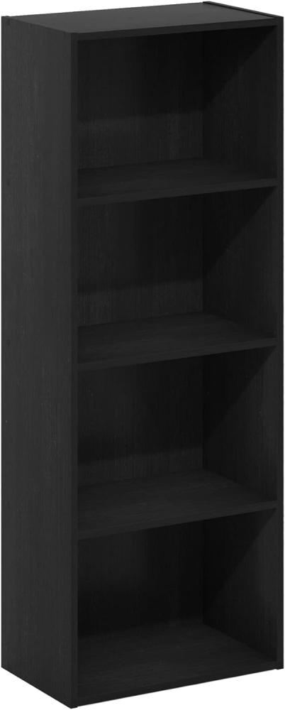 Furinno Luder 4-stufiges Bücherregal mit offenem Regal, Schwarzes Holz Bild 1