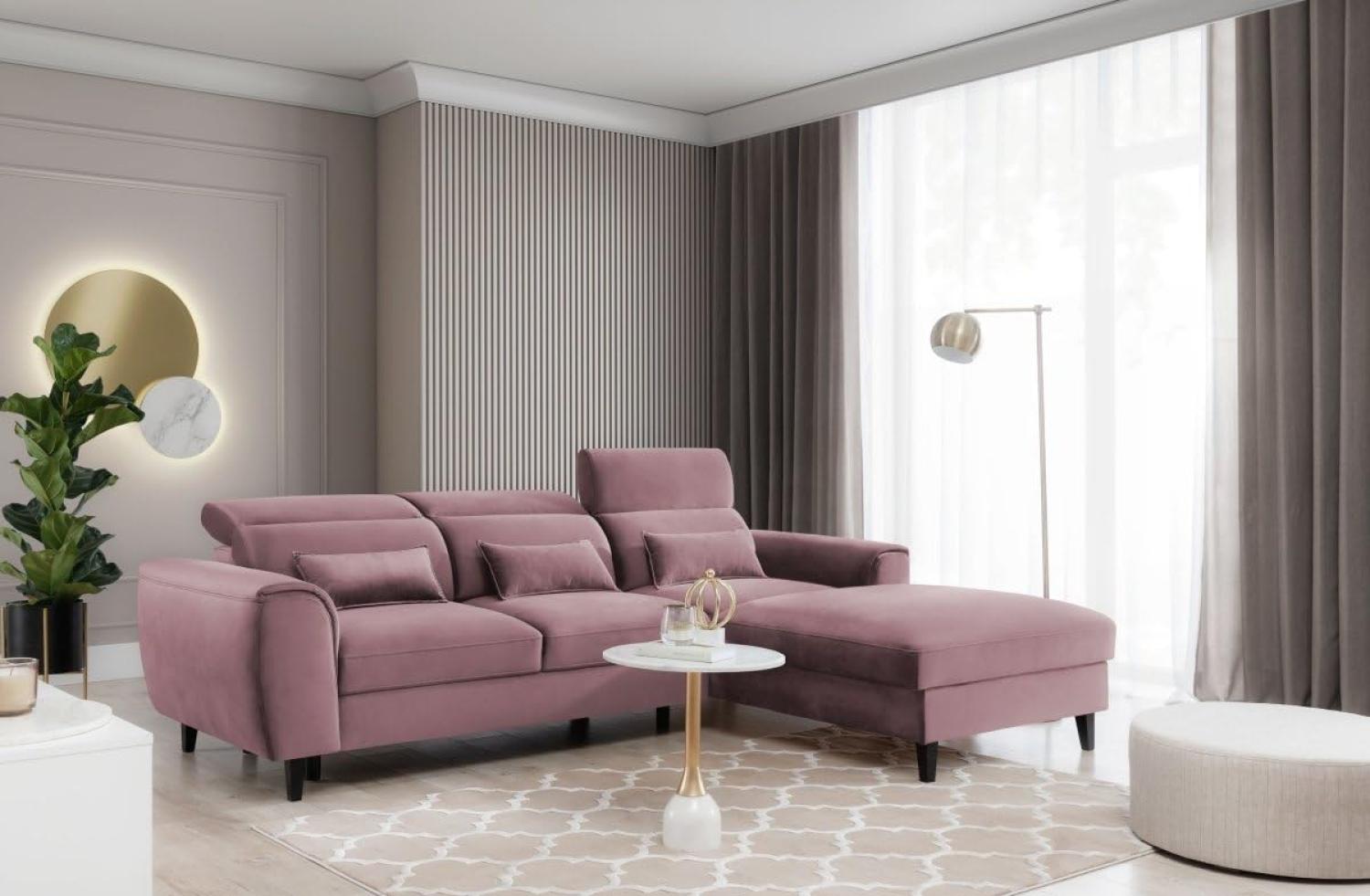 Designer Sofa Forino mit Schlaf- und Klappfunktion Rosé Rechts Bild 1
