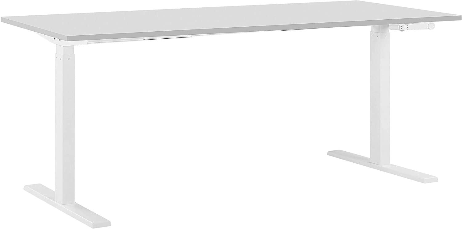 Schreibtisch höhenverstellbar mit Kurbel, Spanplatte grau, 76-116 x 180 x 80 cm Bild 1