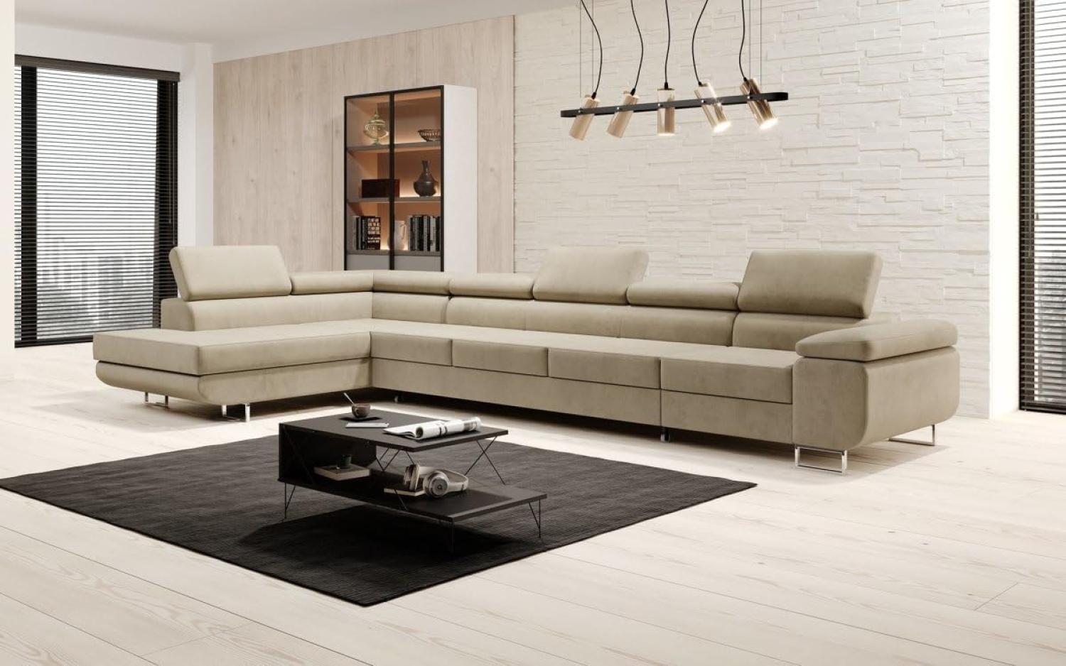 Designer Sofa Maxi mit Schlaf und Klappfunktion Beige Links Bild 1