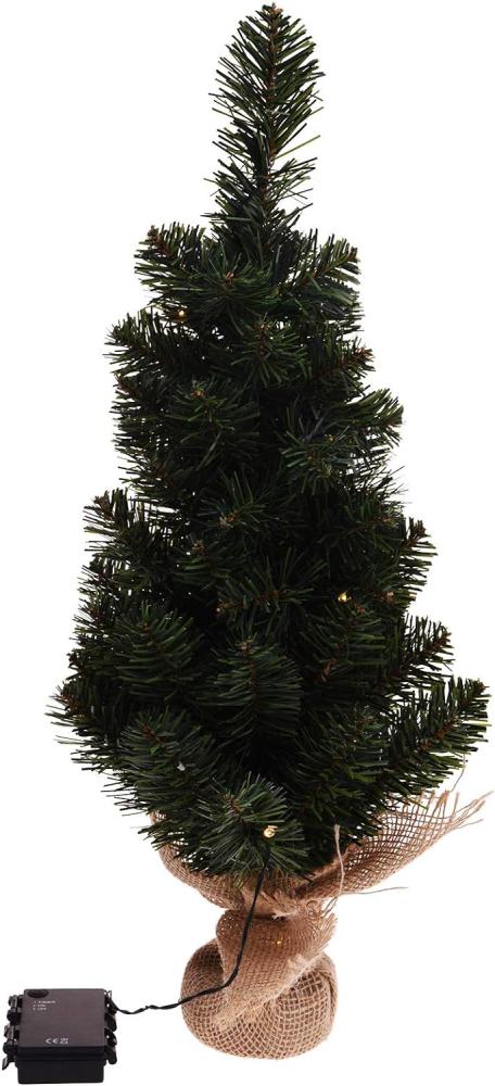 Weihnachtsbaum künstlich grün 60cm LED Jutesack Christbaum Weihnachtslicht Timer Bild 1