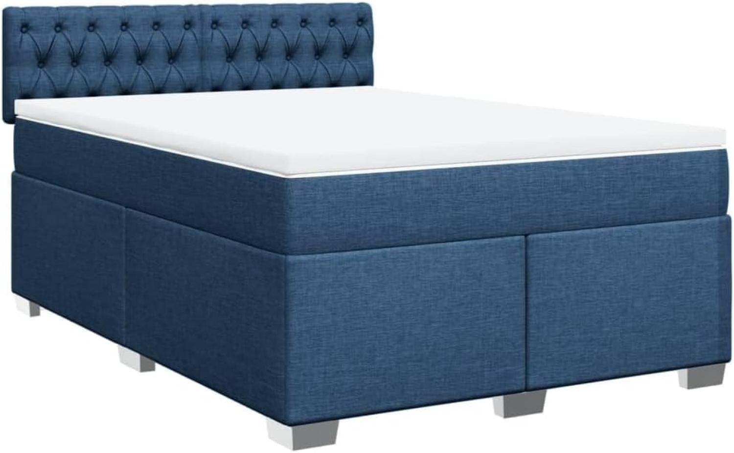 Boxspringbett mit Matratze Blau 140x190 cm Stoff 3288196 Bild 1