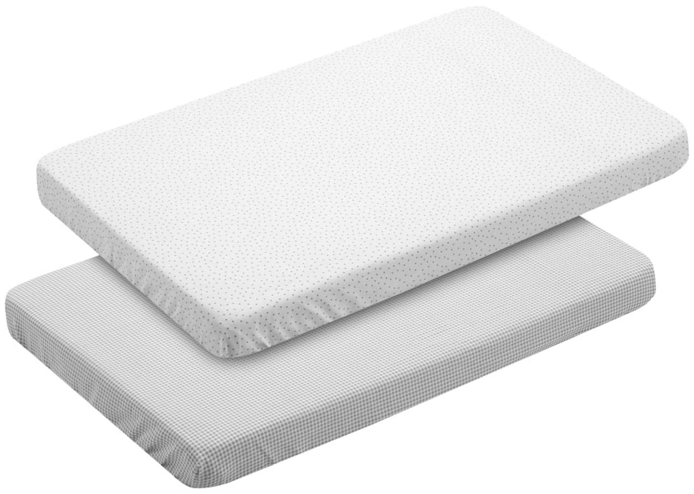 Cambrass - 2 Fitted Sheet-Small Bed 50x82x10 Cm Vichy10 Grey Bild 1