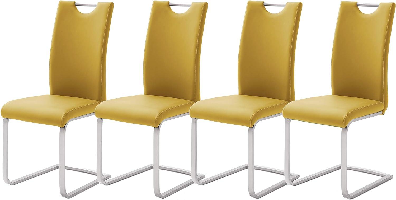 Robas Lund Esszimmerstühle 4er Set Gelb-Curry Schwingstuhl-Set, Stuhl bis 120 kg belastbar Bild 1