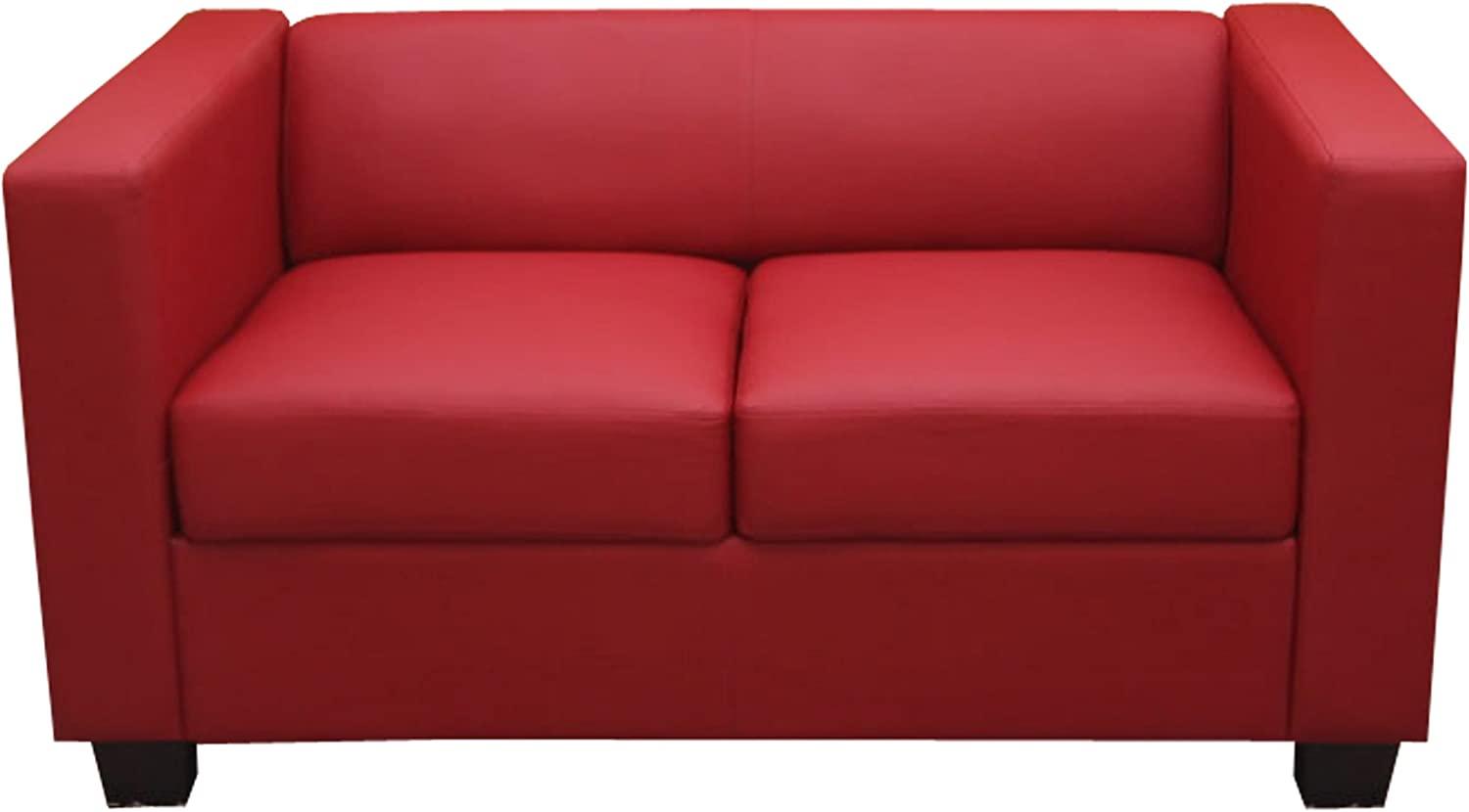 2er Sofa Couch Loungesofa Lille ~ Leder, rot Bild 1
