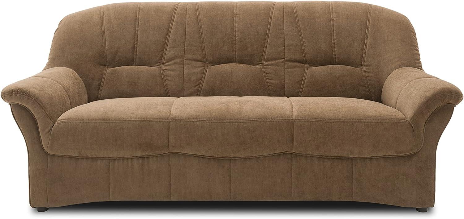 DOMO Collection Bahia FK Sofa, 3er Couch mit Federkernpolsterung, Federkernsofa in klassischem Design, 3 Sitzer, Polstermöbel, braun, 200 cm Bild 1