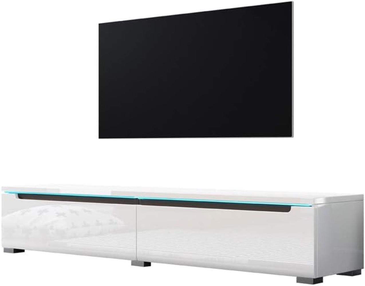 Selsey Swift – Fernsehschrank/TV-Lowboard Hängend oder Stehend 140 cm Weiß Hochglanz Bild 1