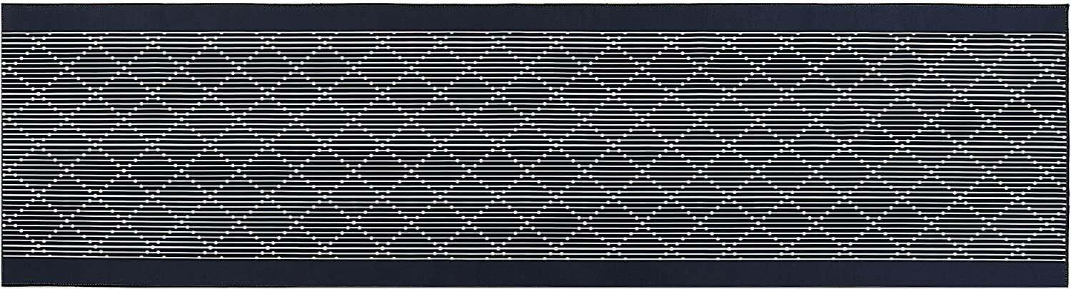 Teppich marineblau 80 x 300 cm geometrisches Muster Kurzflor CHARVAD Bild 1