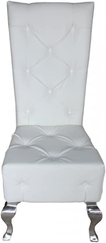 Casa Padrino Barock Esszimmer Stuhl Weiß Lederoptik - Designer Stuhl - Luxus Qualität Hochlehnstuhl Bild 1