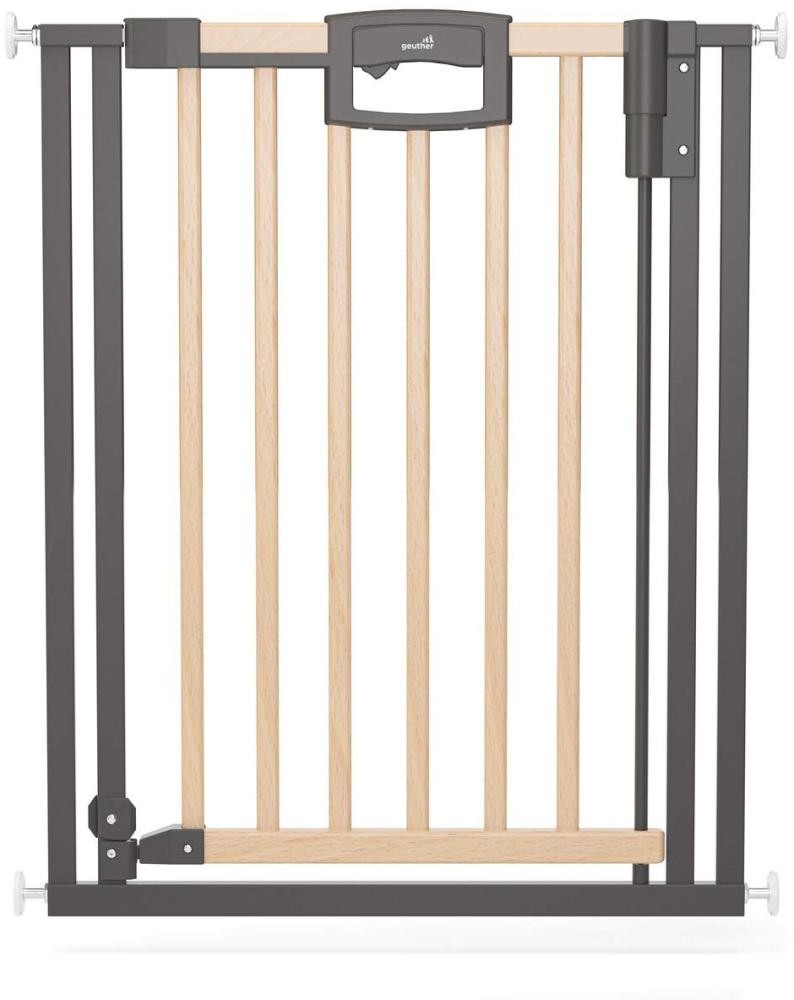 Geuther - Tür- und Treppenschutzgitter ohne Bohren Easylock Wood, 2792+, für Kinder und Hunde, zum klemmen, Metall/Holz, 80,5 - 88,5 cm, natur/schwarz Bild 1