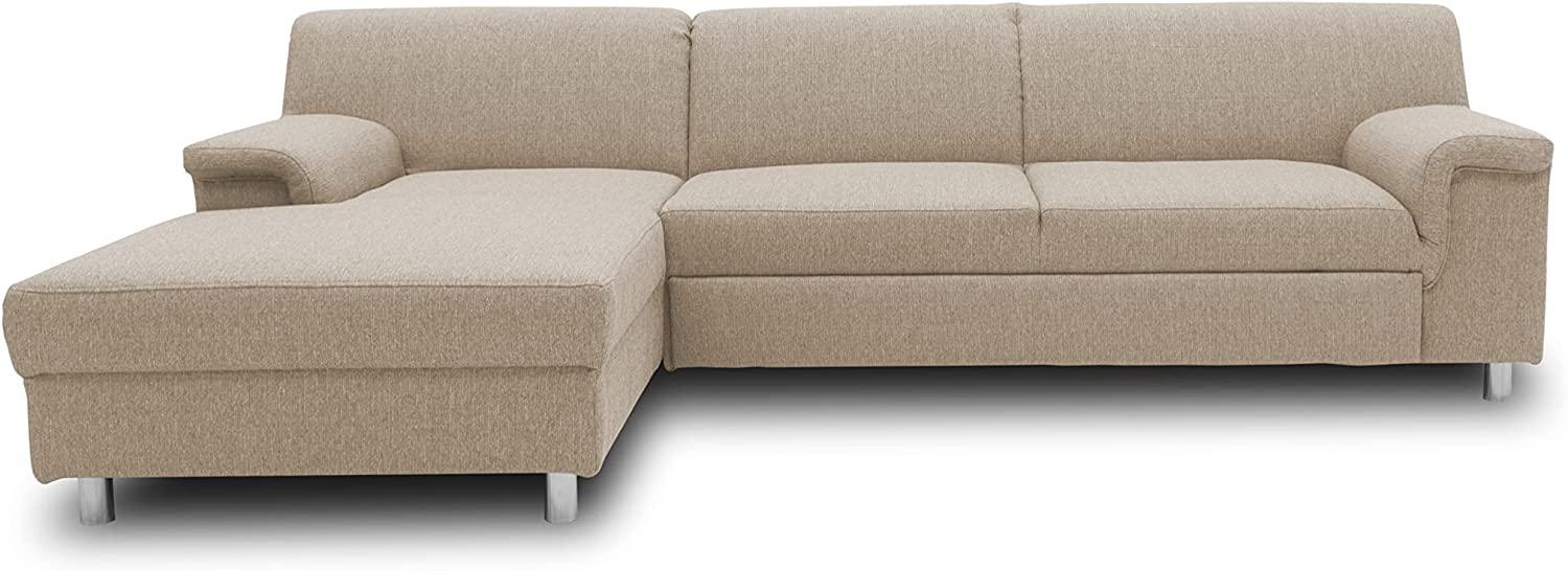 DOMO Collection Junin Ecksofa, Sofa in L-Form mit Schlaffunktion, Couch Polsterecke, Moderne Eckcouch, beige, 150 x 251 cm Bild 1