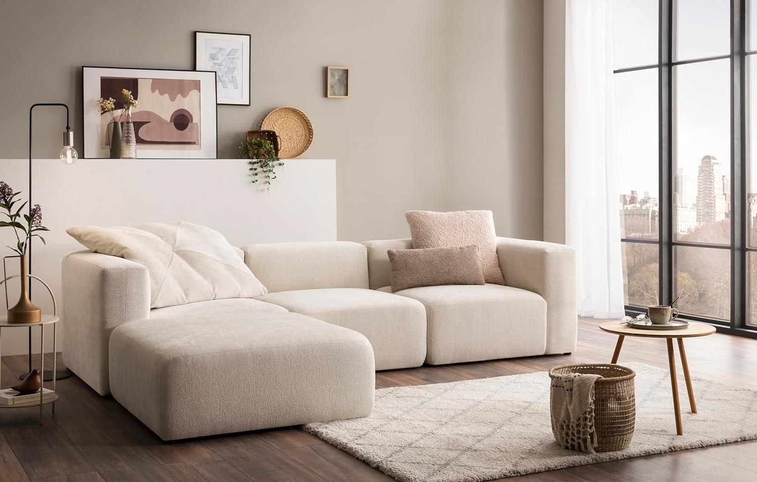 DOMO Collection Ecksofa Adrian, Modulsofa in L-Form, aus 4 Modulen, Sofa, Couch 301 x 193 cm in creme Bild 1