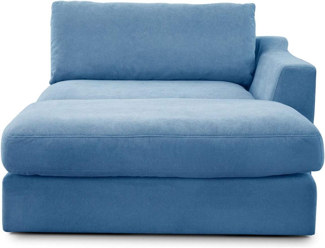 CAVADORE Sofa-Modul "Fiona" Longchair mit Armteil rechts / XXL-Recamiere passend zur Couchgarnitur Fiona / 139 x 90 x 199 /Webstoff hellblau Bild 1