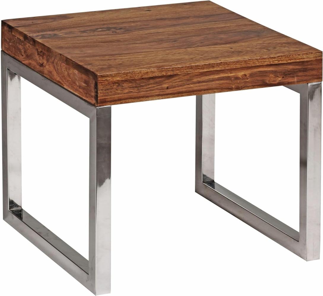 Wohnling Sheesham Beistelltisch, Wohnzimmer-Tisch, Massiv-Holz, Dunkel-Braun Bild 1