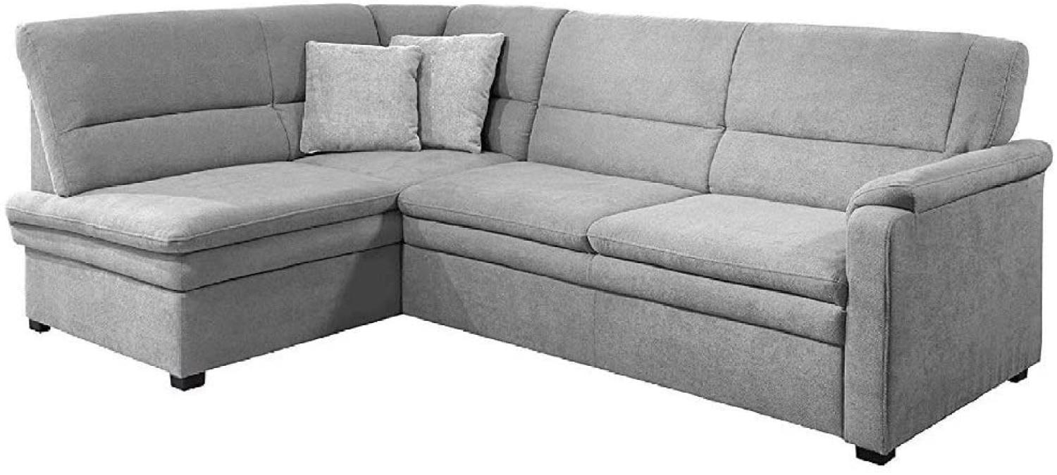 Cavadore Ecksofa Pisoo mit Ottomane links L-sofa, mit Federkern im klassischen Design, 245 x 89 x 161, Flachgewebe Hellgrau Bild 1