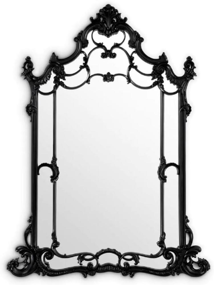 Casa Padrino Luxus Barock Mahagoni Spiegel Schwarz - Prunkvoller Barockstil Wandspiegel aus handgeschnitztem Mahagoni Holz - Luxus Möbel im Barockstil - Prunkvolle Barock Möbel - Edel & Prunkvoll Bild 1