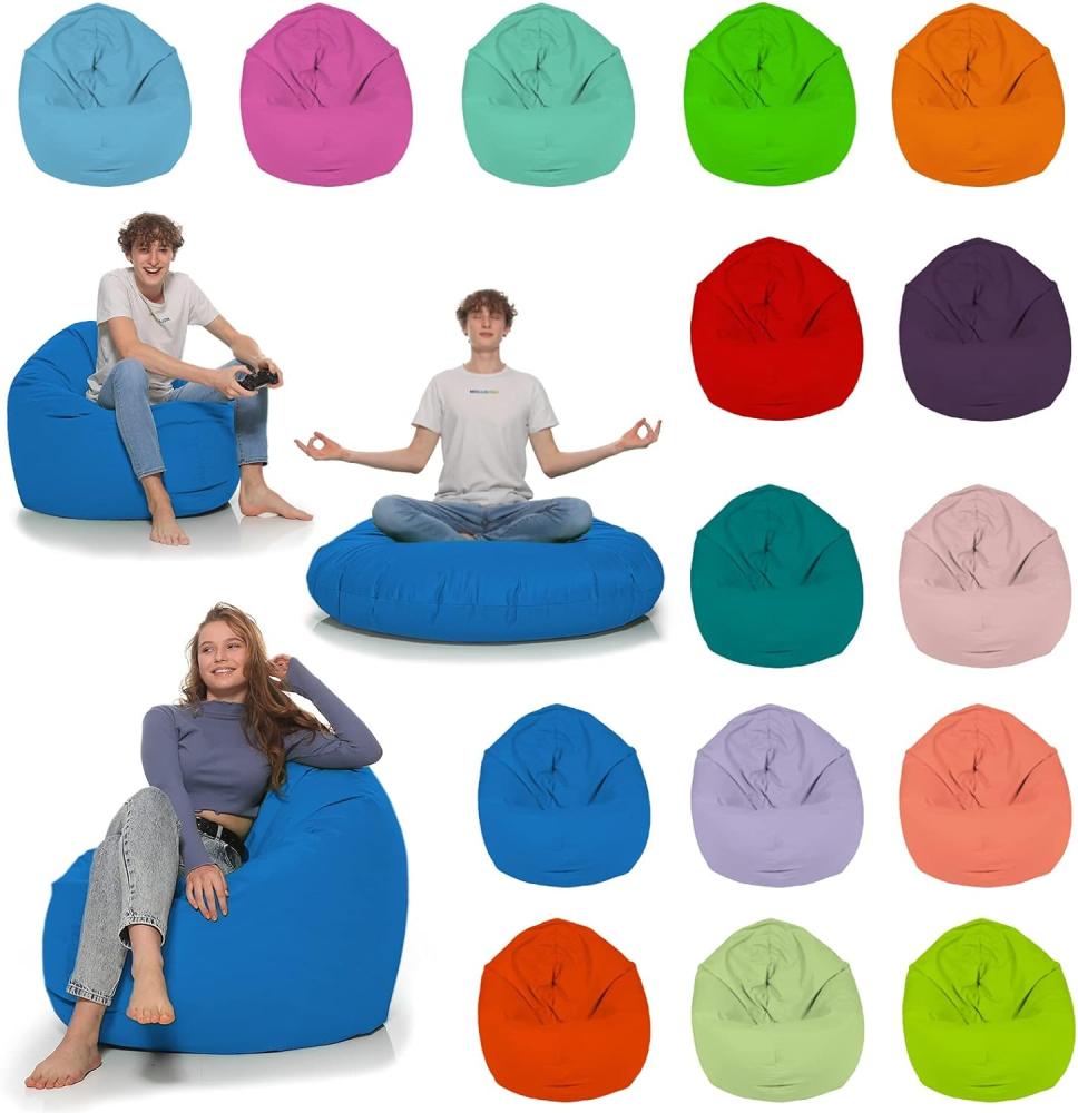 HomeIdeal - Sitzsack 2-in-1 Funktionen Bodenkissen für Erwachsene & Kinder - Gaming oder Entspannen - Indoor & Outdoor da er Wasserfest ist - mit EPS Perlen, Farbe:Königsblau, Größe:110 cm Durchmesser Bild 1
