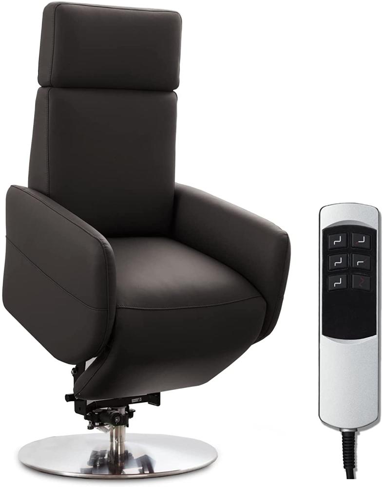 Cavadore TV-Sessel Cobra mit 2 E-Motoren und Aufstehhilfe / Elektrischer Fernsehsessel mit Fernbedienung / Relaxfunktion, Liegefunktion / bis 130 kg / M: 71 x 110 x 82 / Echtleder Mokka Bild 1
