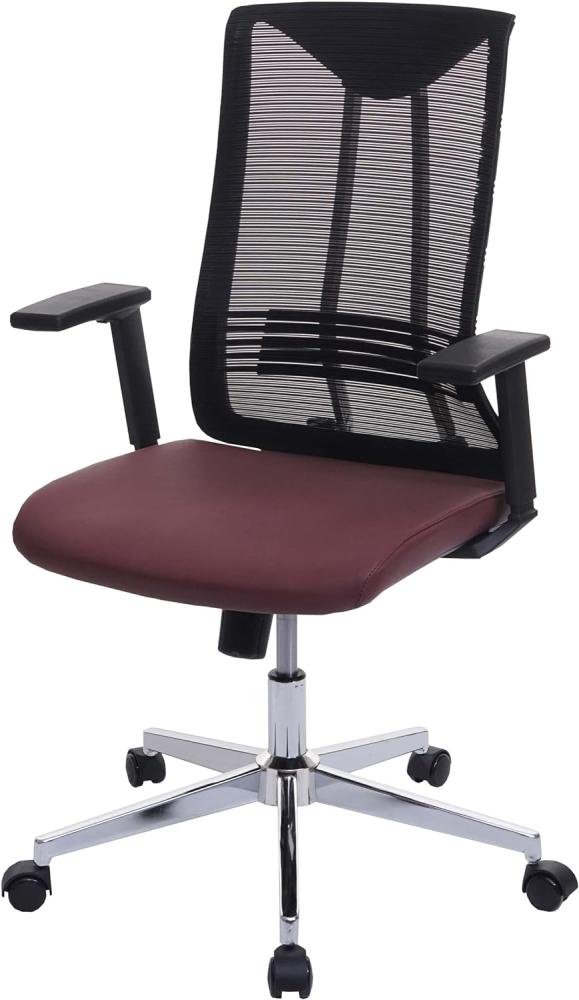 Bürostuhl HWC-J53, Drehstuhl Schreibtischstuhl, ergonomisch Kunstleder ~ bordeaux-rot Bild 1