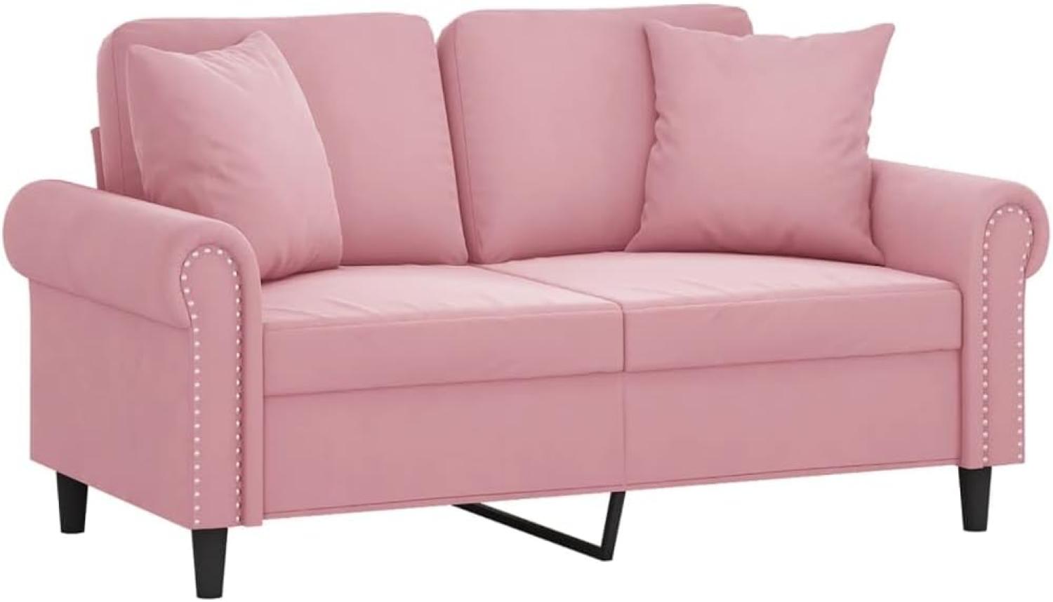 2-Sitzer-Sofa mit Zierkissen Rosa 120 cm Samt 3200938 Bild 1