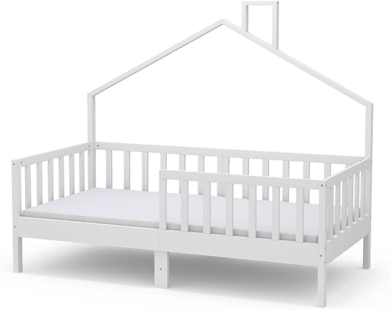 Livinity Hausbett Kinderbett Justus Weiß 80 x 160 cm mit Matratze modern Bild 1