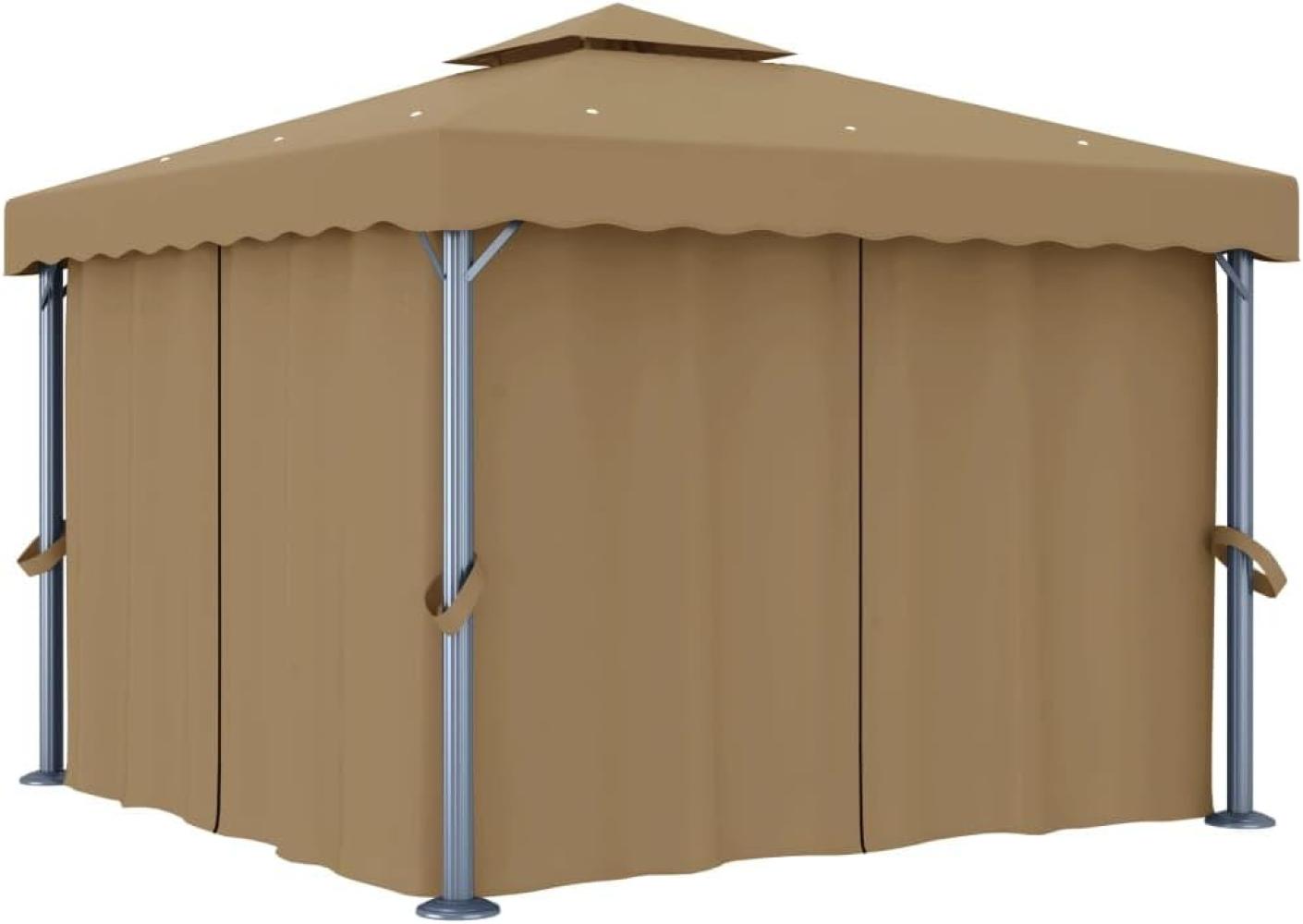 vidaXL Pavillon mit Vorhang 3x3 m Taupe Aluminium 3068557 Bild 1