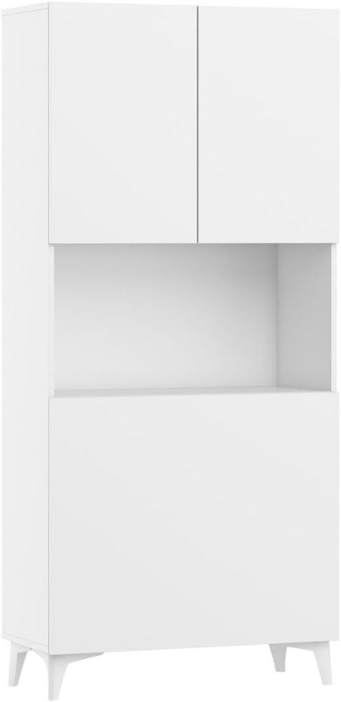 Domando Sekretär Comiso M1 Modern Breite 80cm, ausklappbare Schreibtischplatte, praktische Staufächer, Hochglanz in Weiß Matt und Weiß Hochglanz Bild 1
