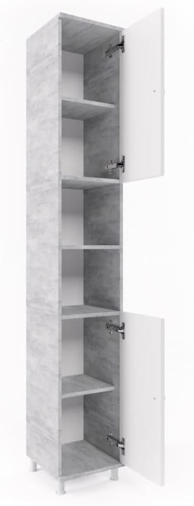 VICCO 'Fynn' Badezimmer Hochschrank, Weiß / Grau Beton, 190 x 30 cm Bild 1