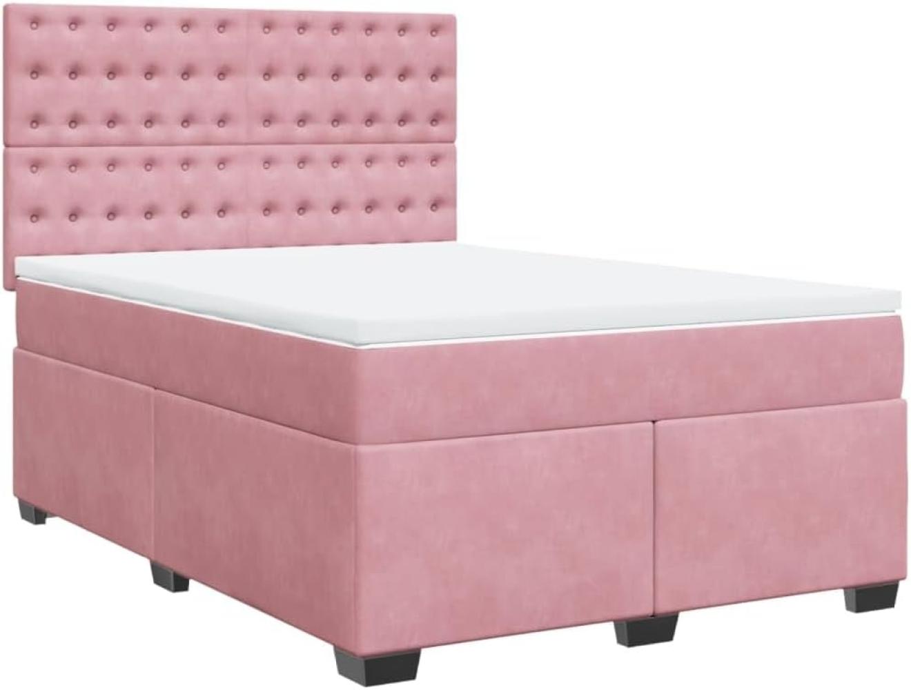 Boxspringbett mit Matratze Rosa 140x190 cm Samt 3290923 Bild 1