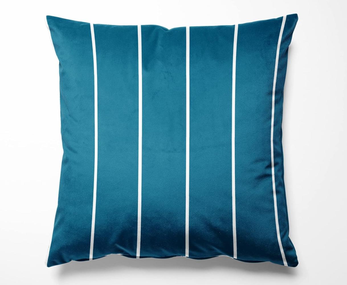 Mako Satin Bettwäsche Urban Stripe petrol blau Kissenbezug 40x40 | freundin home collection Bild 1