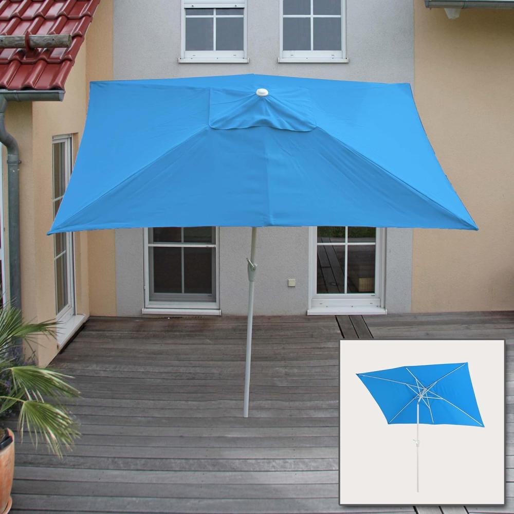 Sonnenschirm N23, Gartenschirm, 2x3m rechteckig neigbar, Polyester/Alu 4,5kg UV-Schutz 50+ ~ blau Bild 1