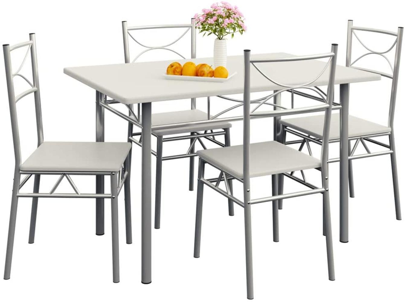 Casaria Esstisch Küchentisch mit 4 Stühlen Esszimmergruppe Essgruppe Küche Tisch Stuhl Set weiß Bild 1