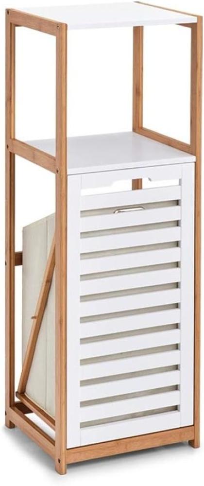 Bambusregal für das Badezimmer, Bücherregal mit Wäschekorb, Leiter-Gestell. Bild 1
