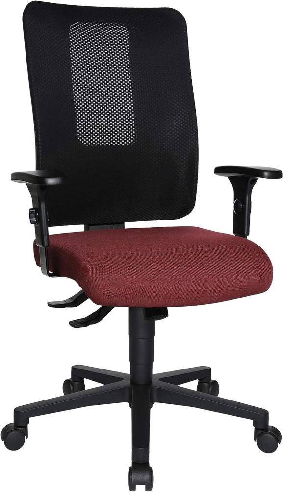 Topstar Open X (N) ergonomischer Bürostuhl, Schreibtischstuhl, atmungsaktive Netzbespannung, Stoffbezug, bordeaux/schwarz Bild 1
