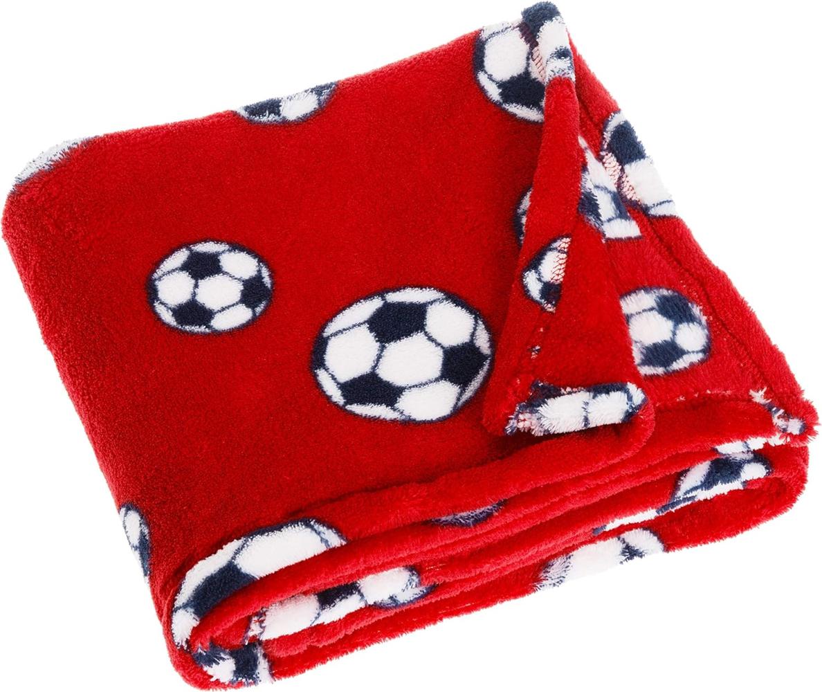 Playshoes Fleece-Decke Fußball 75 x 100 cm rot Bild 1