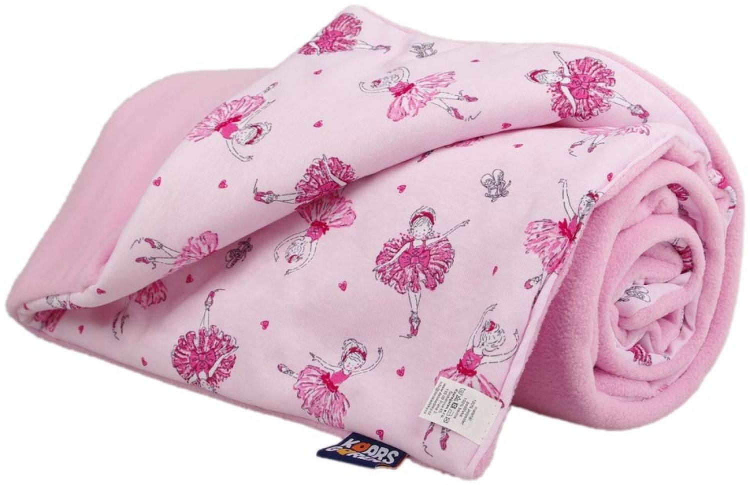 Kaarsgaren Kinderwagendecke für Winter, Größe 70 x 100 cm, Farbe: Rosa/Ballerinas, doppelseitig Kuscheldecke, Babydecke, Erstlingsdecke, Krippe Decke (Rosa/Ballerinas) Bild 1