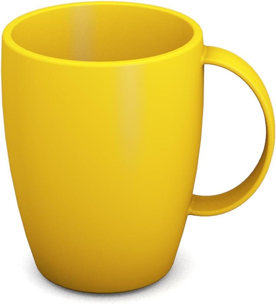 Ornamin Becher mit Henkel 260 ml gelb (Modell 420) , Mehrweg Becher Kunststoff, Kaffeebecher Bild 1