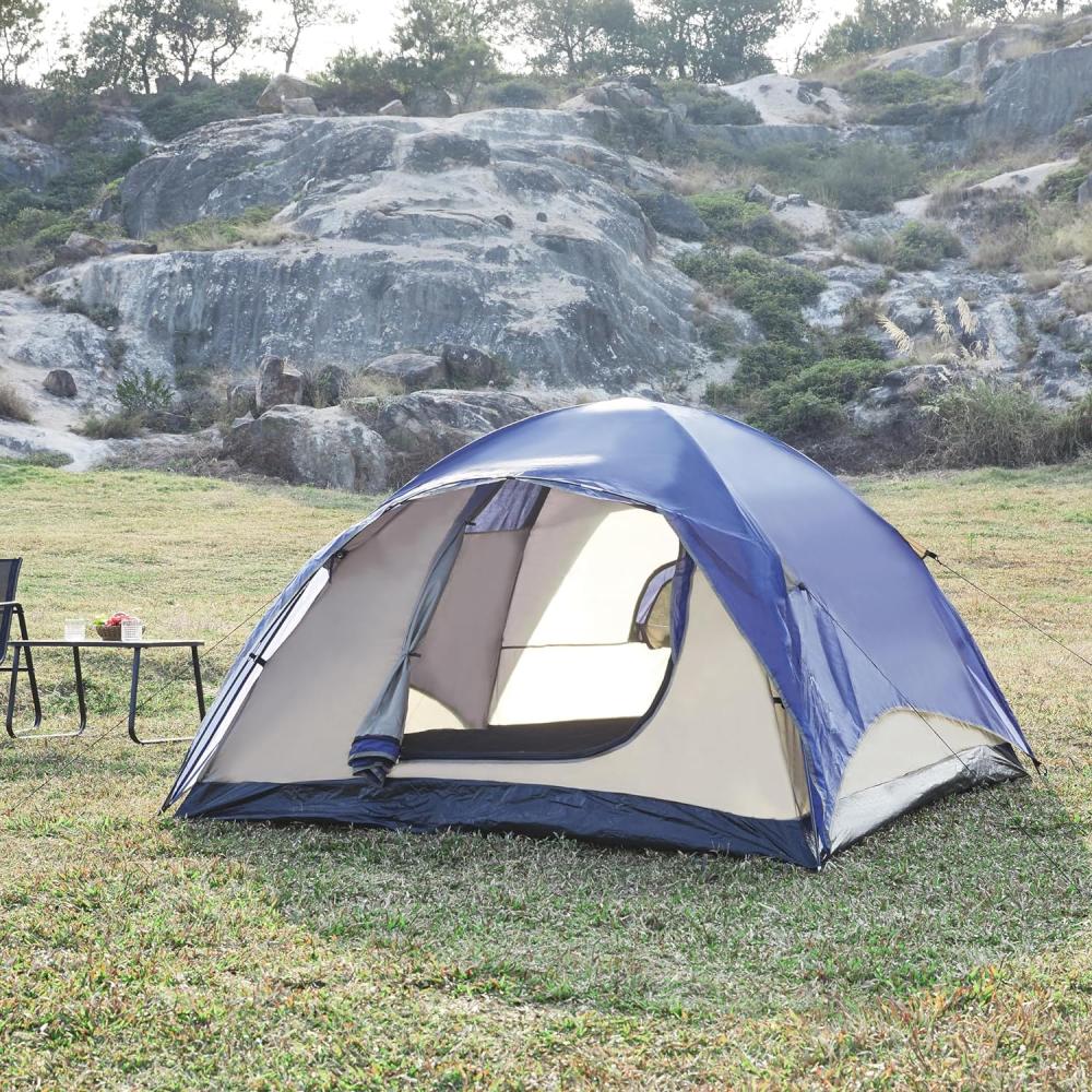 Campingzelt Bergeijk 213x213x130cm Blau/Beige [pro. tec] Bild 1