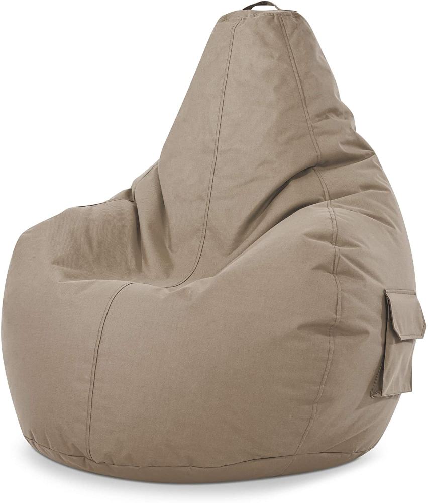 Green Bean© Sitzsack mit Rückenlehne "Cozy" 80x70x90cm - Gaming Chair mit 230L Füllung - Bean Bag Lounge Chair Sitzhocker Taupe Bild 1