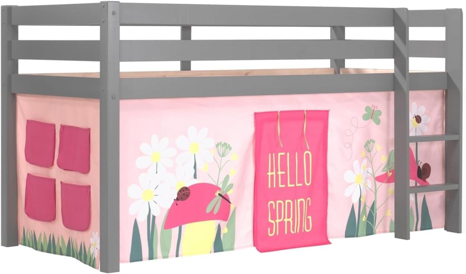 Vipack Spielbett 'Pino' grau mit Textilset Vorhang 'Spring' Bild 1