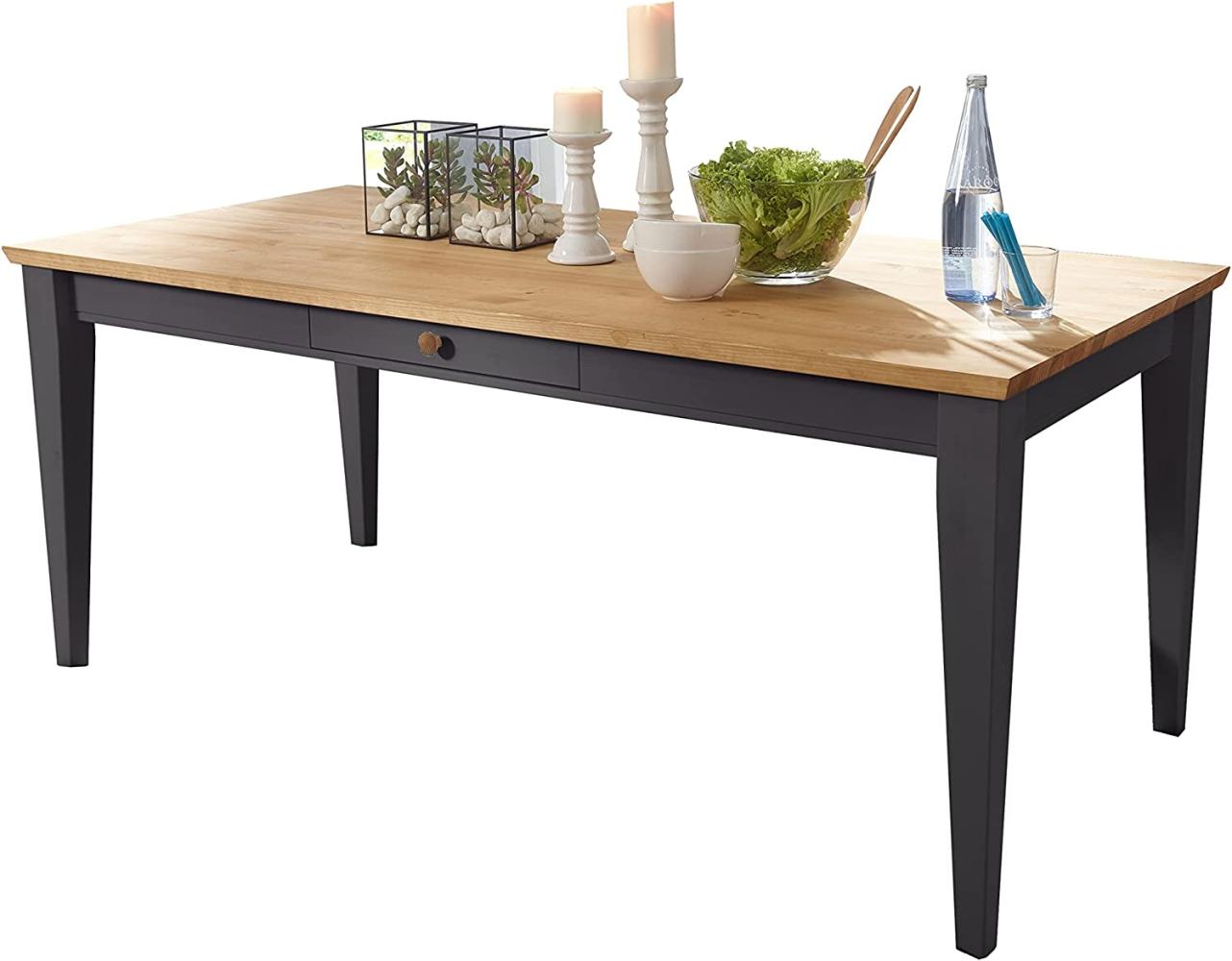 Woodroom Oslo Esstisch Tisch, Kiefer massiv, Grau gewachst, 180x90 cm Bild 1