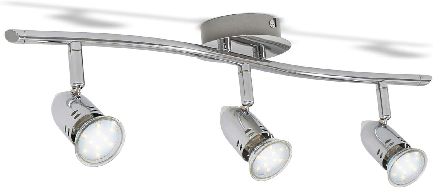 Design LED Deckenlampe 6W-12W Deckenlechte 230V Spot-Strahler GU10 modern chrom 3 Strahler Bild 1