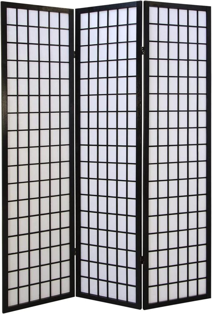 Holz Paravent Raumteiler 3 teilig Trennwand Shoji Faltbar Schwarz Bild 1