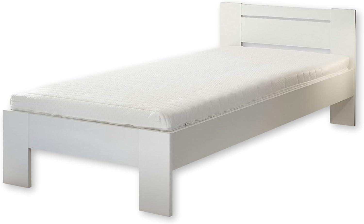 CANNES Futonbett 90 x 200 cm - Minimalistisches Jugendzimmer Bett in Weiß - 95 x 71 x 204 cm (B/H/T) Bild 1