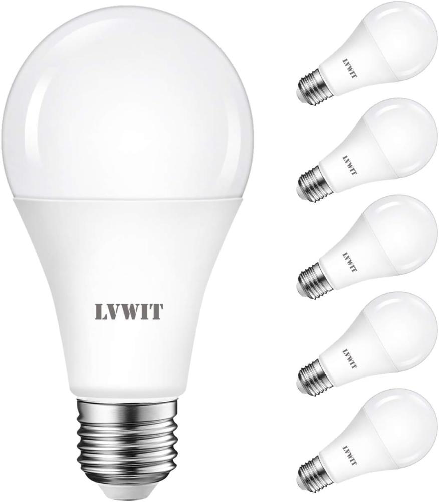LVWIT E27 LED Birne, 126W Kaltweiß 6500K, ultrahell 1900 lm, Matt, Classic LED Lampe (6er Pack) Bild 1