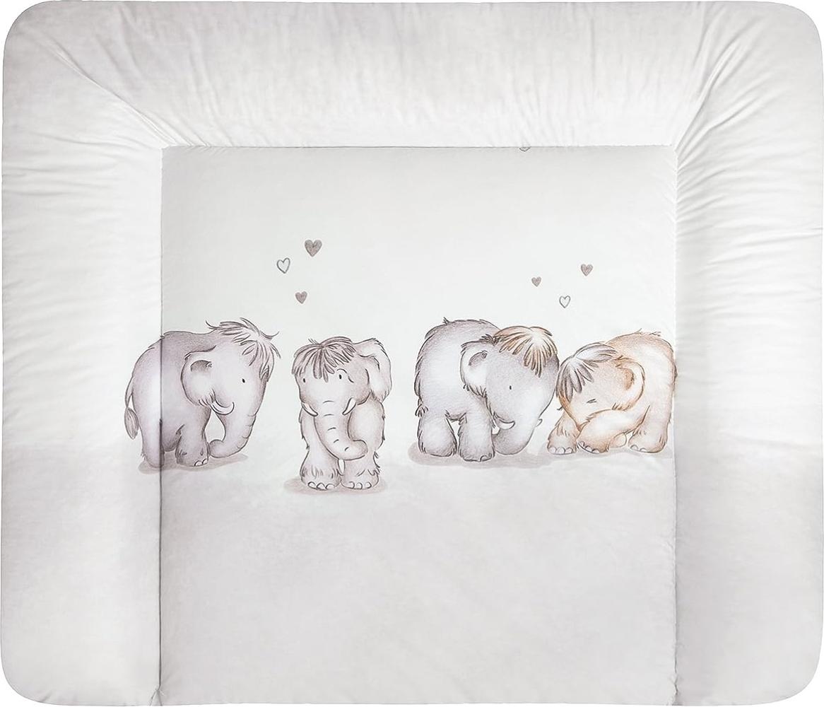 Julius Zöllner Wickelauflage Softy beige, Mammuts in Love, 75x85 cm Bild 1