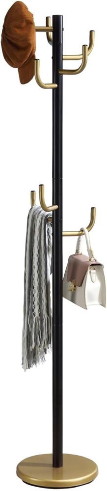 IDIMEX Kleiderständer Mila aus Metall in schwarz/Gold, praktischer Garderobenständer mit 8 Haken. Zeitloser Hutständer mit rundem Tellerfuß Bild 1